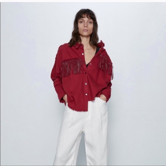 Zara Shiny Fringe overshirt jacket - Picture 3 of 9